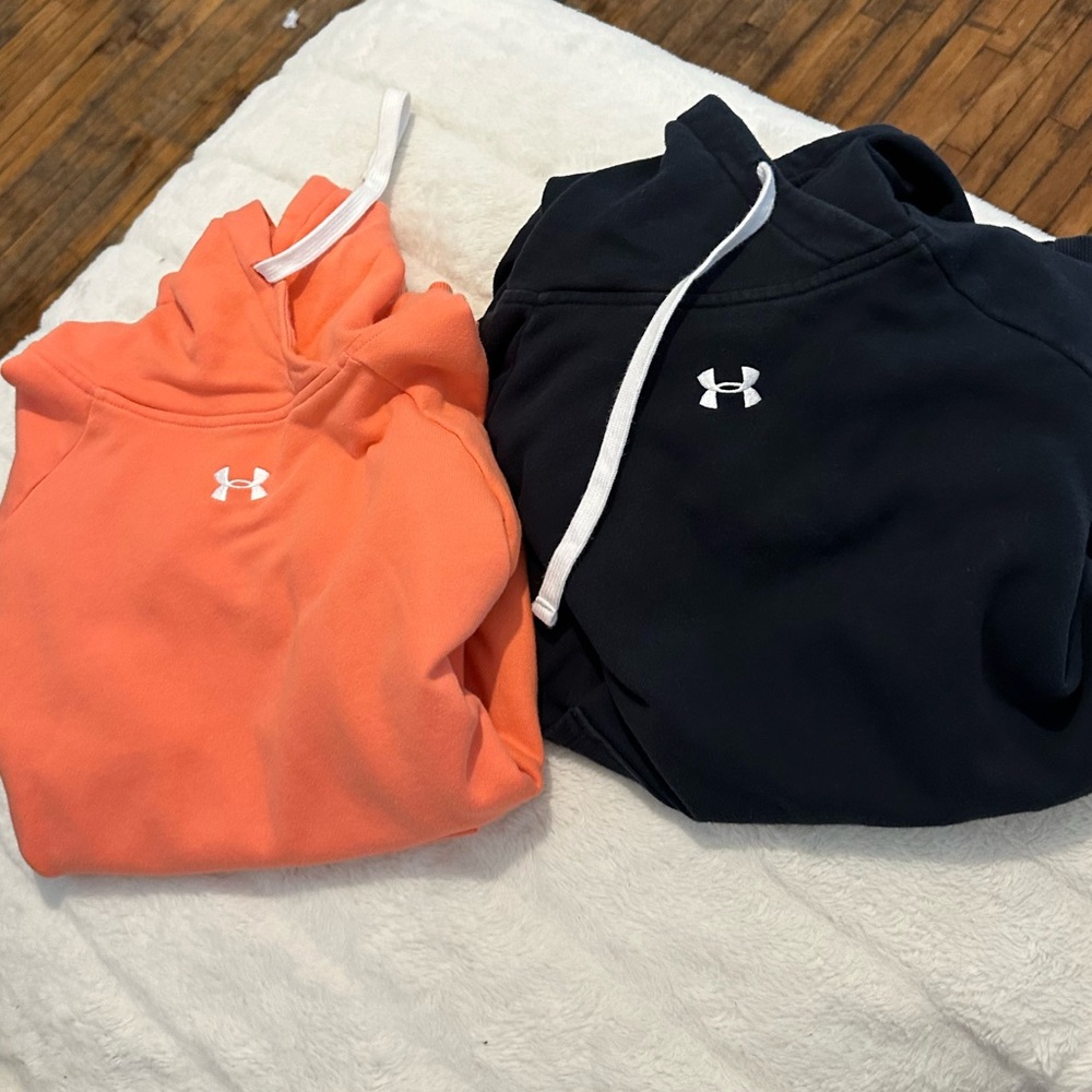 Under Armour Vibrant Orange and Classic Black Hoodies